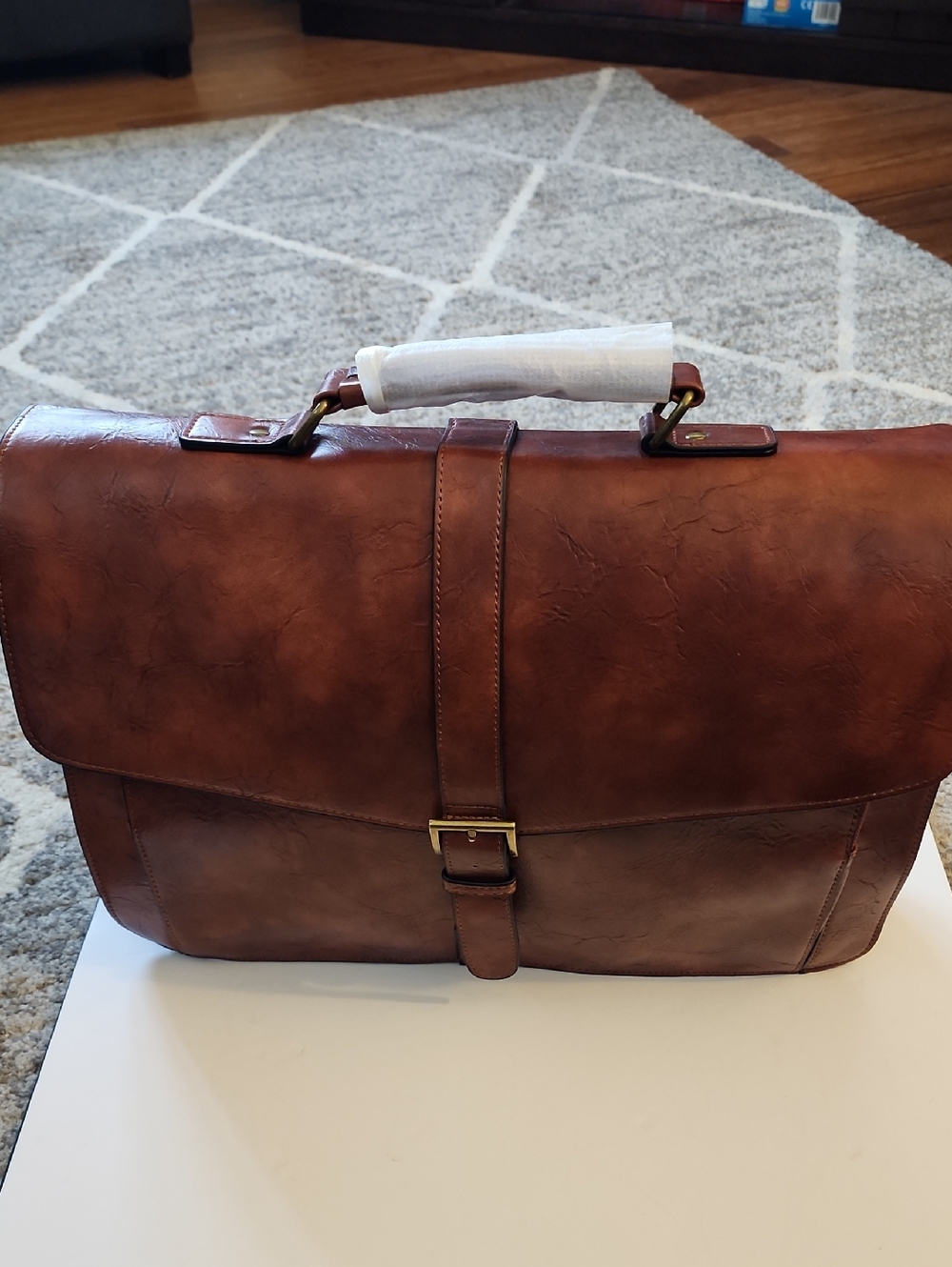 Estarer Women's Brown Leather Laptop Satchel Bag.